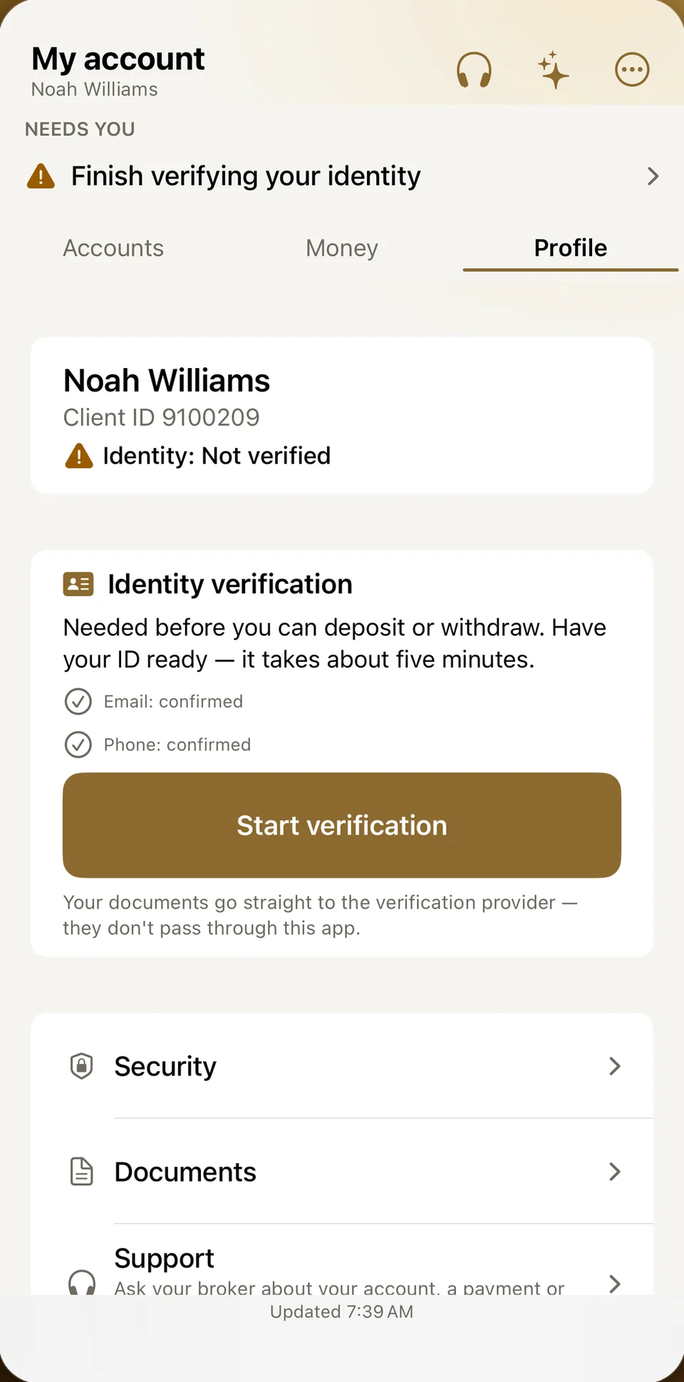 JFD One identity verification